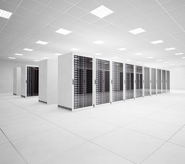 Data Center with 4 rows of servers